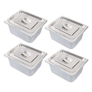 DURAFORCE Restaurant Steam Table Pans 4 Pack 1/2 Size 6 Inch Deep Thickened with Lid