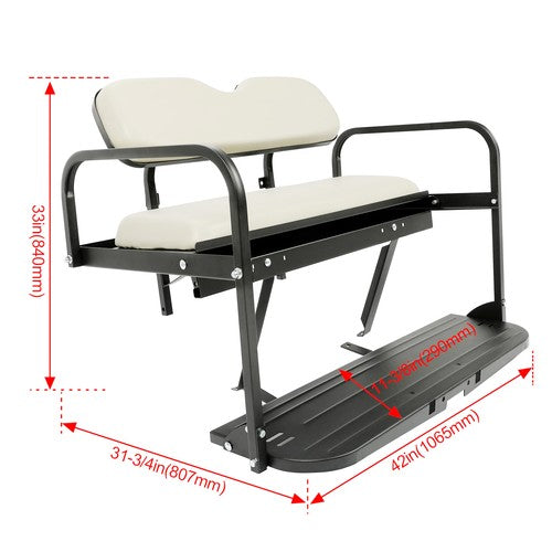 DURAFORCE Golf Cart Folding Rear Flip Seat for Yamaha Drive (G29) 2007-2016 Off White
