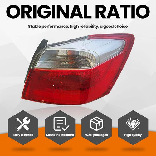 DURAFORCE Outer Tail Light Right Side for 2013-2015 for Honda Accord Sedan EX LX Sport
