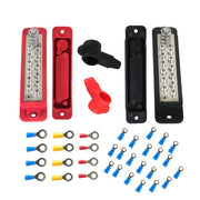 DURAFORCE New 12 Point Bus Bar Power Distribution Block 180A 12V DC Pair Black & Red USA