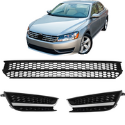 DURAFORCE Front Bumper Lower Grille & Fog Light Bezel Cover LH+RH Fit 2012-2015 VW Passat