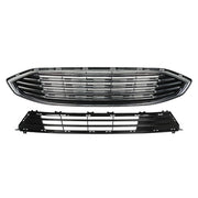 DURAFORCE Front Bumper Upper Lower Grill Assembly Plastic Chrome For Ford Fusion 2017-2018