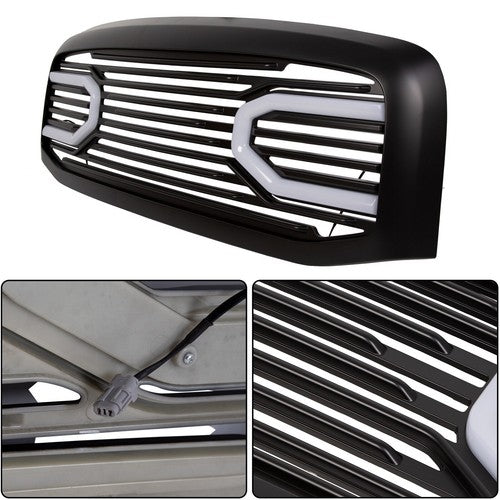 Front Hood Black Grille Shell Light for Dodge RAM 2500 3500 1500 2006-2009