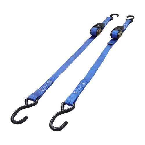 DURAFORCE Ratchet Strap*2 Steel+Polyester Blue Fracture Strength 2400lbs 1in*4ft S Hooks