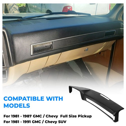 Black Dash Pad Cover Cap For 1981-1991 Chevrolet GMC Truck SUV