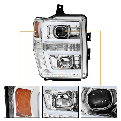 Pair LED Projector Headlights Headlamps for 2008 2009 2010 Ford F250 F350 F450