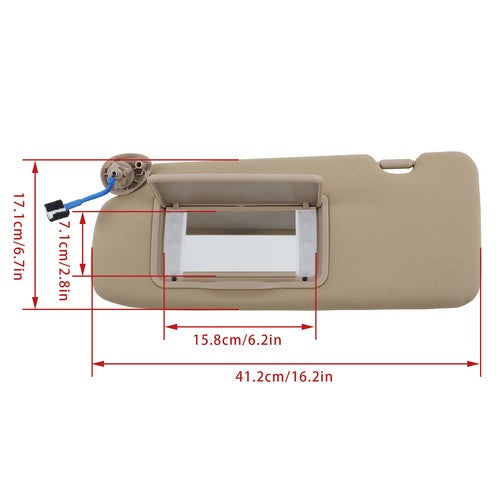 DURAFORCE Beige Plastic Driver Side Sunvisor With Lights And Mirror For 17-22 Honda CR-V