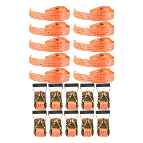 DURAFORCE 10pc 1.5"x15' Ft Ratchet Tie Down Cargo Straps J Hooks Heavy Duty Tie Downs NEW