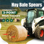 DURAFORCE 2Pcs Hay Bale Spear 47" 3000 lbs Quick Attach Spike Fork for Tractors Loaders