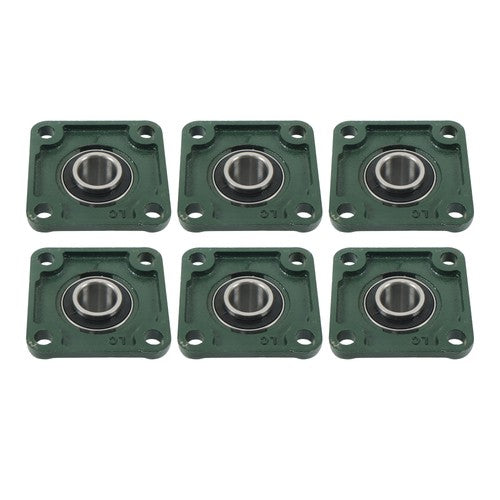 DURAFORCE 6Pcs UCF205-16 Pillow Block Flange Bearing 1" Bore Solid Base Self Aligning