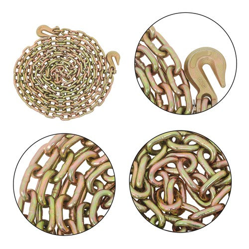 DURAFORCE 2pcs Transport Bundle Chain Steel Gold 7100lbs G80 3/8in×20ft Heavy Duty W/Hooks