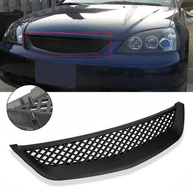 DURAFORCE Front Bumper Upper Grill Mesh Hood Grille For 2001-2003 Honda Civic JDM Type R