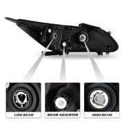 DURAFORCE Projector Headlights Halogen Headlamps Set for 2013-2015 for Honda Accord Sedan
