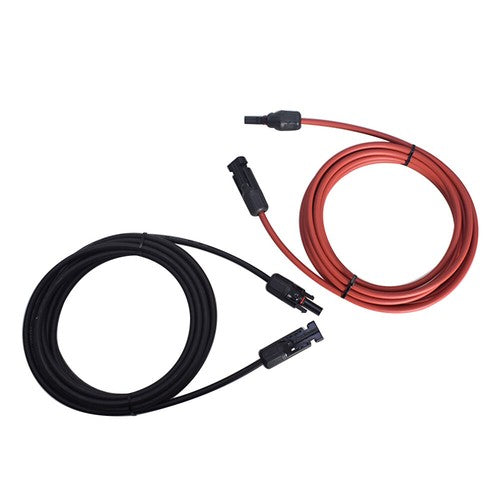 DURAFORCE 1Pair Solar Panel Extension Cable Wire Connector 12AWG 10ft Black + Red