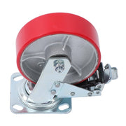 DURAFORCE 1 x 6' Heavy Duty Metal CASTERS Construction Red With Brakes