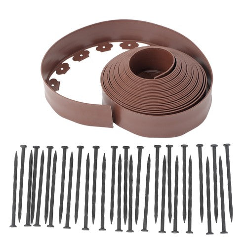 DURAFORCE Garden Edging Kit With Anchoring Spikes Plastic No Dig Lawn Border L-shaped Lawn