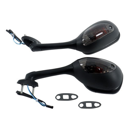 DURAFORCE Black Mirrors Smoke Turn Signals For Suzuki GSXR 600 750 1000 2005-2015