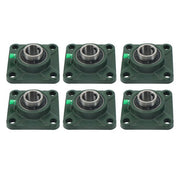 DURAFORCE 6Pcs UCF205-16 Pillow Block Flange Bearing 1" Bore Solid Base Self Aligning