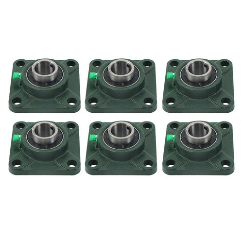 DURAFORCE 6Pcs UCF205-16 Pillow Block Flange Bearing 1" Bore Solid Base Self Aligning