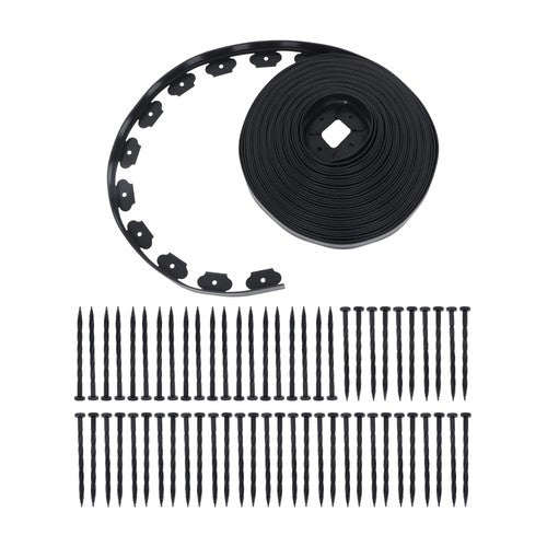 DURAFORCE Garden Edging Landscape Edging with 60 Spikes for Lawn 1.5 Inch 100FT Black