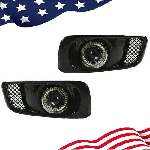 DURAFORCE Clear Lens LED Halo Projector Fog Lights DRL for 1999-2000 Honda Civic
