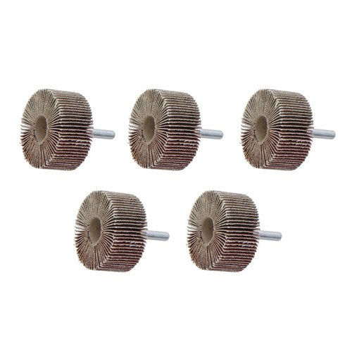 DURAFORCE Aluminum Oxide Shank Mounted Flap Wheels, 2" x 1" x 1/4", 120 Grit - 5 Pack