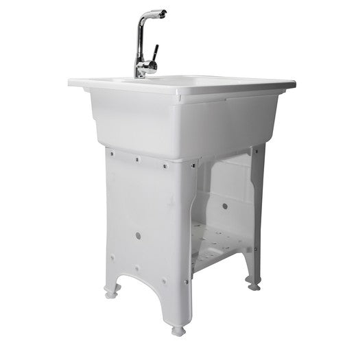DURAFORCE 80 Freestanding Sink Commercial Laundry & Utility Room Sinks with Faucet White