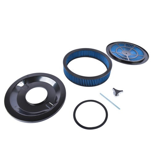 DURAFORCE 14" x 3" Round Blue Super Flow Air Cleaner Kit Washable Element Black Recessed