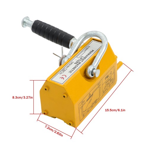 DURAFORCE 440lbs/200kg Permanent Magnetic Lifter 2.5 Safety Factor Lifting Magnet Yellow