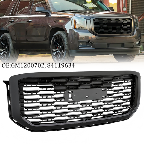 DURAFORCE For GMC Yukon Denali Style 2015-2020 22936421 Front Upper Grille Gloss Black ABS