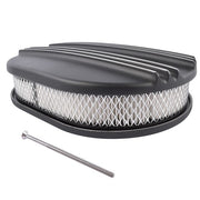 DURAFORCE 12 in Half Finned Black Aluminum Oval Air Cleaner w/ Washable Filter Fits Chevy