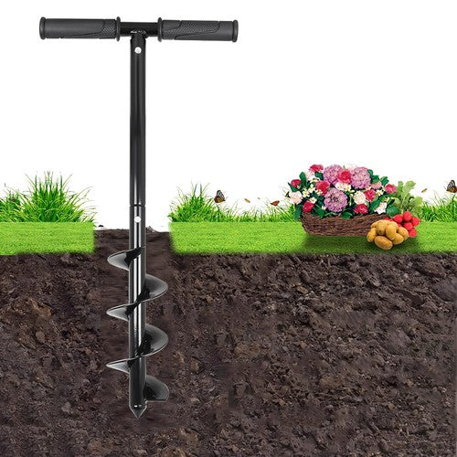 DURAFORCE Hand Operated Auger Drill Bit for Planting, T Shaped 4"X24" Garden Auger
