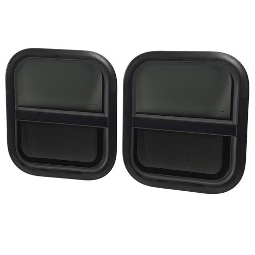 RV Replacement Windows Black 14 W x 16 H Teardrop Style Vertical Slide 2 Pack