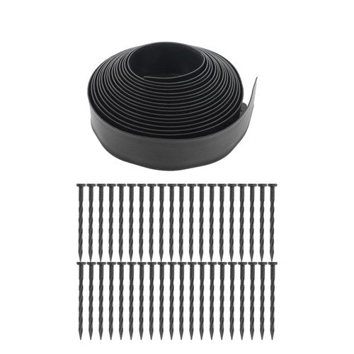 DURAFORCE No Dig Lawn Border L-shaped Lawn Garden Edging Kit With Anchoring Spikes Plastic
