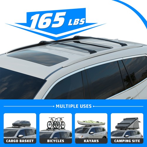 Pair Top Roof Rack Side Rails Luggage Cargo Carrier for 2016 2022 Honda Pilot