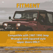 DURAFORCE Soft Top FOR HALF DOORS BLACK Replacement 9870217 For 87 88-95 Jeep YJ Wrangler
