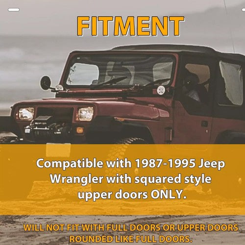 DURAFORCE Soft Top FOR HALF DOORS BLACK Replacement 9870217 For 87 88-95 Jeep YJ Wrangler