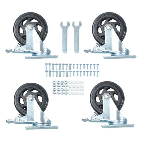 DURAFORCE 4 Inch Caster Wheels Heavy Duty with Brake,2200Lbs,Swivel Plate Casters Set Of 4