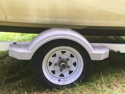 DURAFORCE For 12" Wheels Tires Skirt Boat 2PCS Gray Single Axle Trailer Fenders w/ Steps