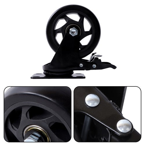 DURAFORCE 4 Inch Universal Heavy Duty Swivel Caster Wheels × 4 with Brakes Black