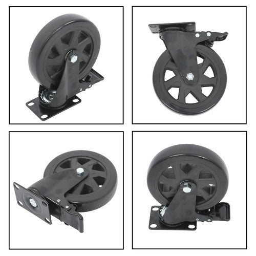 DURAFORCE 4 × 6" Heavy Duty Caster 360° steering Black W/Brake Quiet, Smooth
