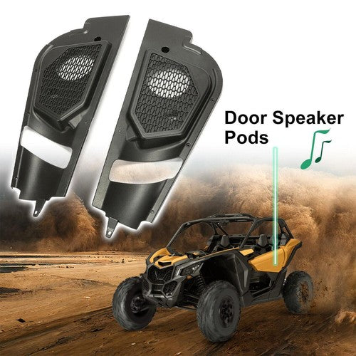 DURAFORCE Door Speaker Pod Pods Bracket Stereo Mount Kit for Can Am Maverick X3 2017-2023