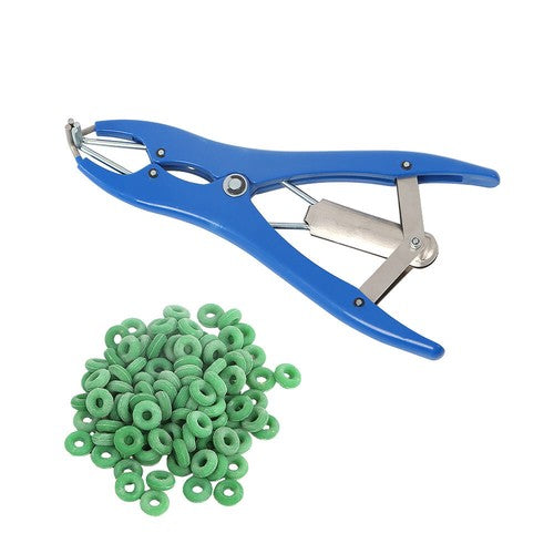 DURAFORCE Elastrator Castration Plier +100 Blue Rubber Rings Applicator Castrator Rings