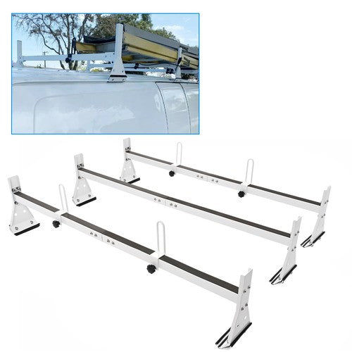 DURAFORCE Cargo Van Roof Ladder Rack For Chevy Express 2500 3500 96 Up Steel White 3 Bar