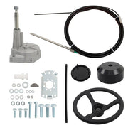 DURAFORCE New 15 FT Boat Rotary Steering System Outboard Kit Marine W/ 12.4" Wheel SS13715