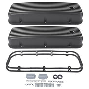 DURAFORCE 3-11/16" Tall Finned Valve Covers Polished Fits Chevy BBC 396-502 1965-1995
