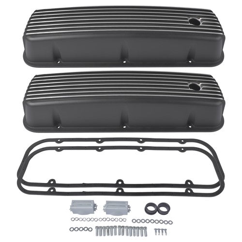 DURAFORCE 3-11/16" Tall Finned Valve Covers Polished Fits Chevy BBC 396-502 1965-1995