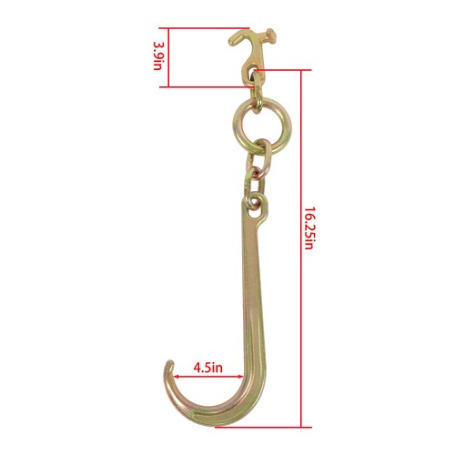 DURAFORCE 15 Inch G70 J Hook w/T-J Hook 5400 Lbs Working Load Limit Towing Hooks