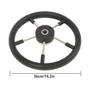 DURAFORCE New Stainless Steel Yach Steering Wheel with PU Foam 5 Spoke 13-7/8 Inch?Black?