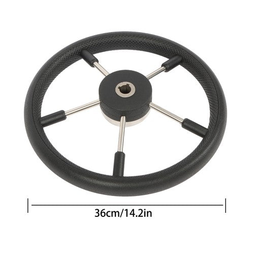 DURAFORCE New Stainless Steel Yach Steering Wheel with PU Foam 5 Spoke 13-7/8 Inch?Black?